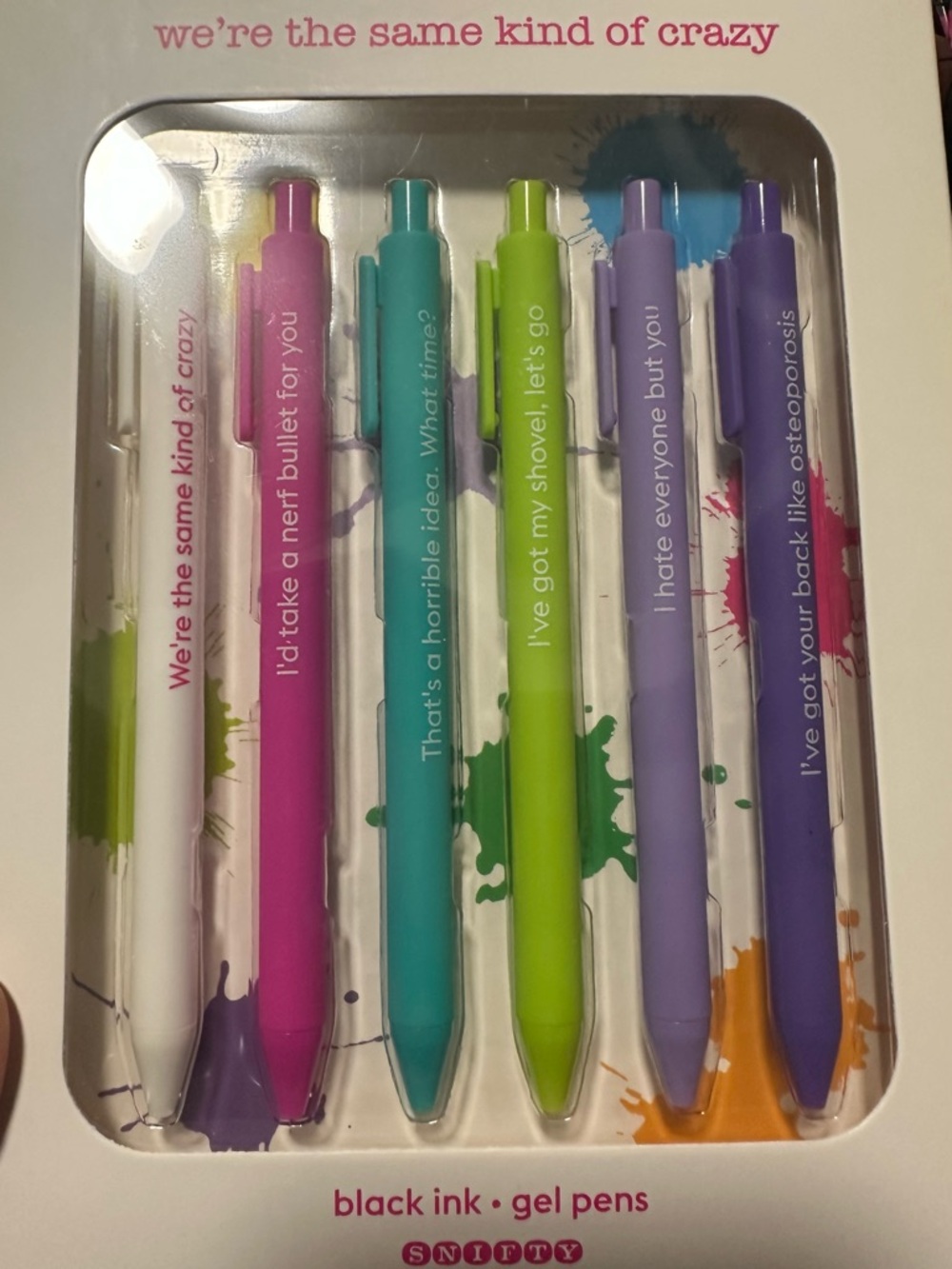 Set of 6 Snifty Black Ink Gel Pens - Bright Multicolor